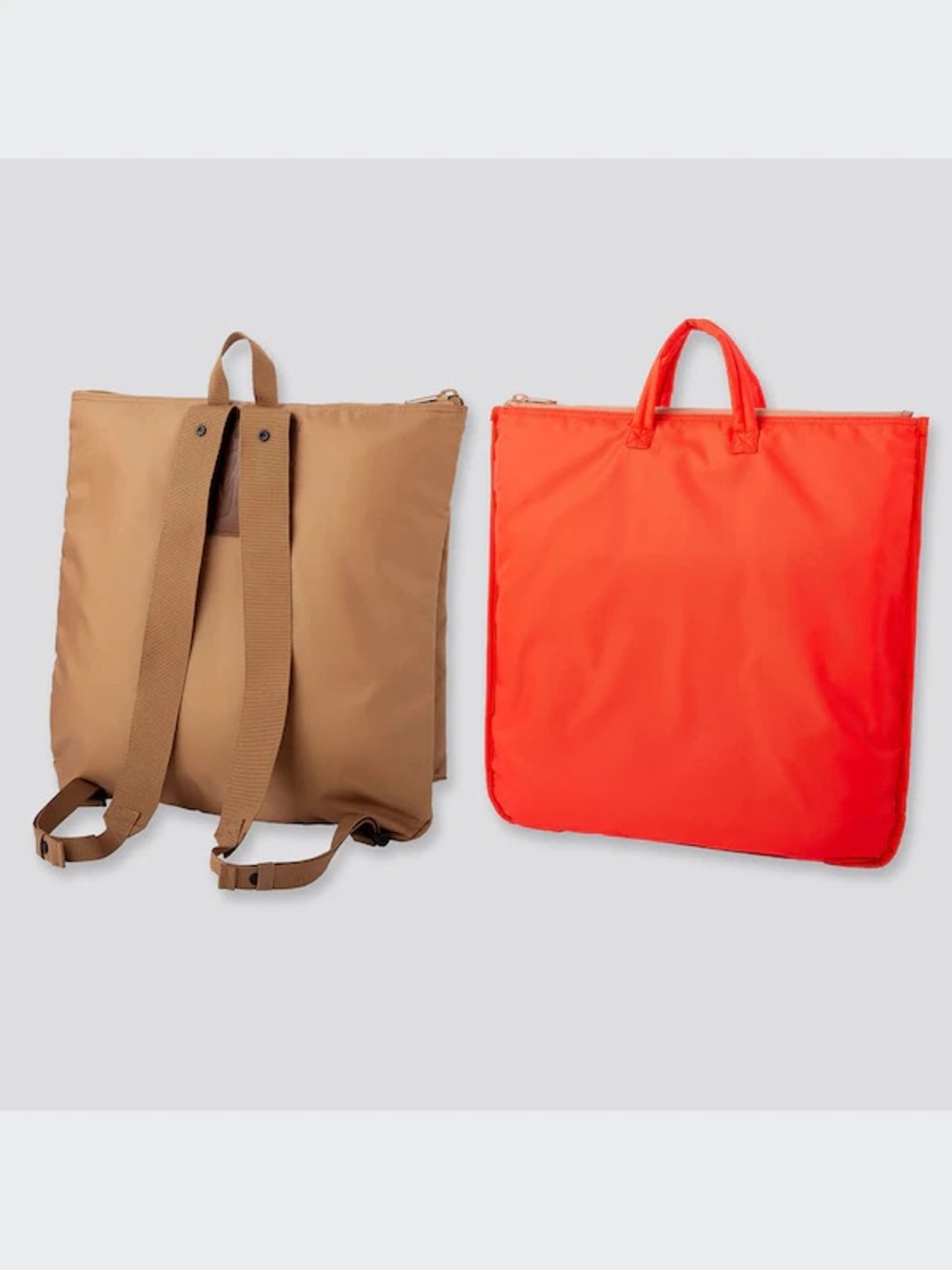 Uniqlo Convertible Tote & Backpack - Brown and Orange